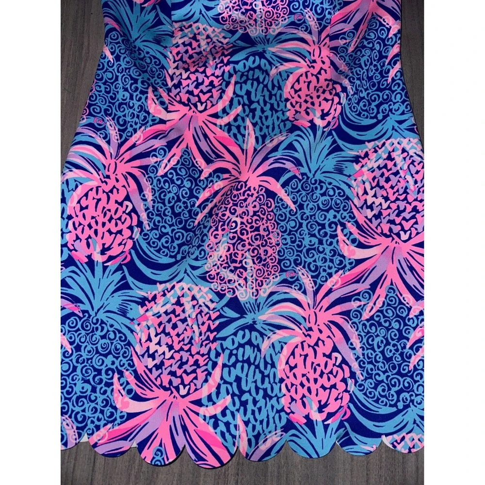 F1 Lilly Pulitzer Girls Sophelia Shift Dress Tropical Pineapple Scalloped Resort